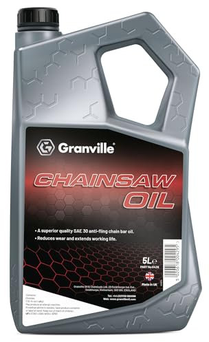 Granville Chainsaw Oil – 5L | Chain Saw Oil SAE 30 | Chain Oil with Universal Anti-Fling – Blade Lubricant | Premium Chainsaws Oil Recommended for All Chainsaw | Reduces Friction & Extends Blade Life