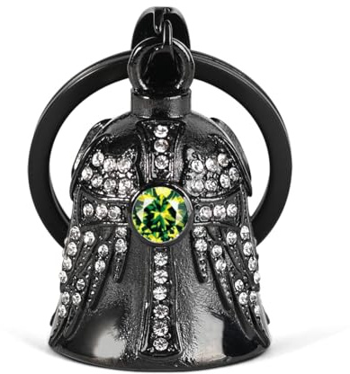 MidSmile Birthstone Guardian Angel Motorrad Glöckchen: Kreuz Angel Wings Biker Bell | Motorrad Schlüsselanhänger Guardian Bell, Motorrad Zubehör Gremlin Bell Geschenke Für Männer und Frauen