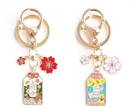 Porte-Clés en Fleurs De Cerisier, 2 Pièces, Jolis Porte-Clés en Métal, Porte-Clés De Dessin Animé, Porte-Clés pour Femmes, Pendentifs De Décoration De Sac