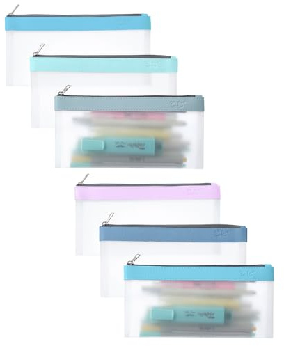 Mr. Pen- Clear Pencil Pouch, 8.50x4.25, 6 Pack, Durable TPU Material, Medium Water-Resistant Pencil Bags with Smooth Zipper, Multipurpose Clear Pouch for Stationery, School, Office, Travel Supplies