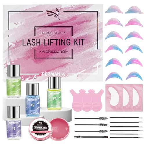PERMANIA Kit Rehaussement de Cils, Rehaussement Cils Pour Salon et Maison, Lash Lift and Brow Lamination Jusqu'à 4 Semaines de Courbure