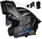 BDBLFLTZ Motorradhelm Gegensprechanlage Bluetooth Modularer Helm Klapphelme ECE-geprüft, Multi-Ventilation Motorrad-Vollvisierhelm mit Doppelvisier, für Männer Frauen F,S(55~56cm)