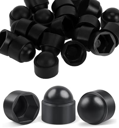 25 pezzi di copertura per viti M8 (larghezza chiave 13), materiale PE copertura viti nero esagonali tappi di protezione per fori, viti, dadi