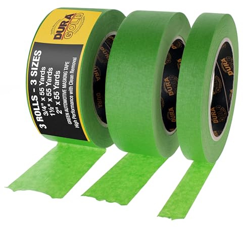 Dura-Gold Green Automotive Masking Tape 3/4, 1-1/2, 2 55 Yard Rolls 1 Each