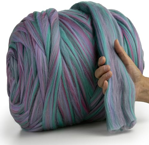 MeriWoolArt® XXL Merino Wolle Garn 100% Schurwolle (4-5cm Stärke), Extra Dicke Filzwolle für Trocken- & Nassfilzen, Armstricken, DIY Decke für Baby & Erwachsene – 100g