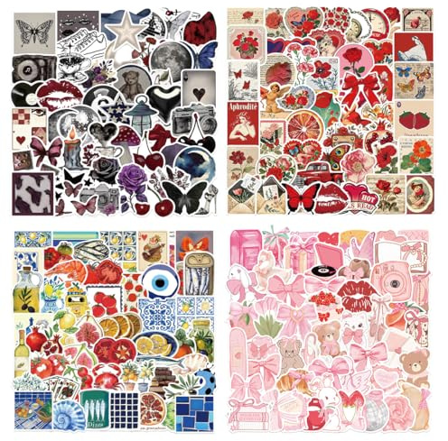 ZZHBOO 200 Pcs Sticker Kindle, Adesivi Estetici Doodle Multicolori, Adesivi Impermeabili per Libri, Diario, Chitarra, Valigia, Regalo per Adolescenti e Ragazzi