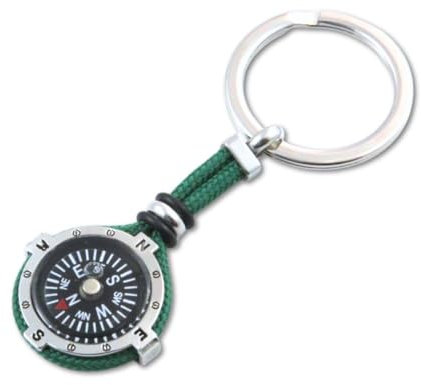 portachiavi bussola uomo acciaio e corda (verde)