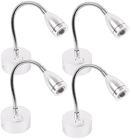 ProPlus 4er Set Wohnwagen Wohnmobil Boot Innenbeleuchtung Aufbausport 1 Led mit flexiblem Schwanenhals 12v, 120lm, Ø65x110-260mm On/Off Schalter