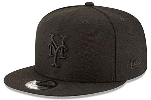 New Era x MLB Men's New York Mets Basic 9Fifty Snapback Hat Black/Black Adjustable