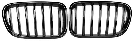 AAlamor Kühlergrill für BMW X3 F25 2010–2013, glänzend, Schwarz, 1 Paar