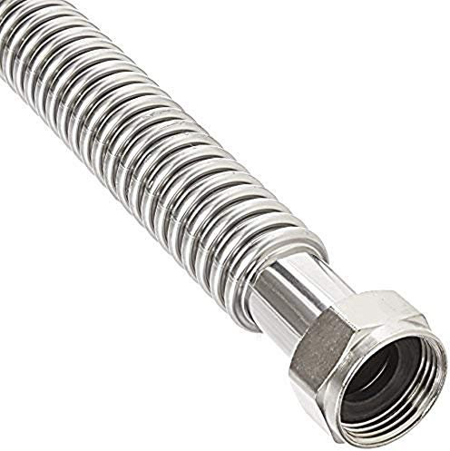 EZ-Fluid 30,5 cm x 3/4 Zoll FIP x 3/4 Zoll FIP, gewellte, flexible Edelstahl-Durchlauferhitzer-Verbindungsleitung für weibliche Eisen-Wasserleitungen, 30,5 cm (12 Zoll) (1 Stück)