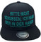 Outfitfabrik Snapback Cap Bitte Nicht schubsen, ich Habe Bier in der Hand in schwarz mit petrolblauem 3D-Stick (Festival, Alkohol, Statement, Saufen) für Männer und Frauen, Größe verstellbar