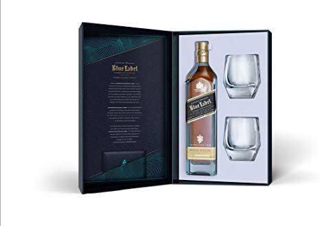 Johnnie Walker Blue Label Whisky Escocés - Estuche De Regalo Con Dos Vasos - 700 ml