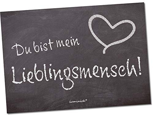 Luminick Postkarte Geschenkkarte Grusskarte DIN A6 Karte für Mann Frau Freund Freundin Lieblingsmensch Liebe Spruch Tafel Kreide, hochwertiges 300gr. Papier