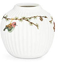Kähler Vase H13 cm Hammershøi Christmas Handarbeit mit Aquarellmalerei, Weiss