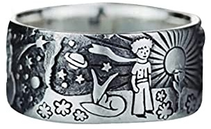 The Little Prince Universe Ring, Anime Inspirational The Little Prince Ring, Snowflake Sun Universe Ring, for Romantic Young Couples in Love (7,1Pcs)