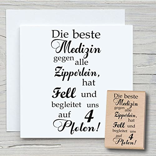 NEWSTAMPS Stempel Die beste Medizin Motivstempel groß aus Holz & Gummi zum Karten basteln, Holzstempel, Sprüche, Spruchstempel, Textstempel, Schrift, Scrapbook, Textilstempel, Deko