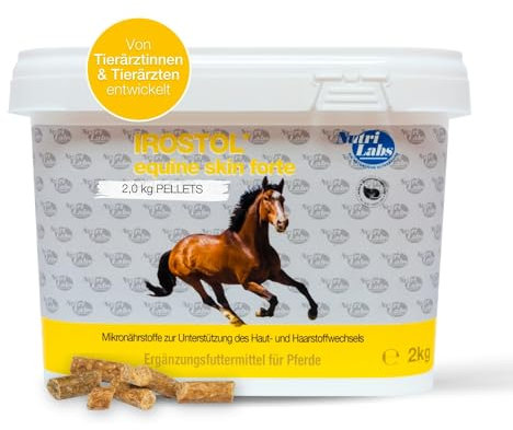 NutriLabs Irostol® Pferde Pellets 2 kg - Nahrungsergänzung mit Vitaminen, Biotin u.v.m. für Haut & Fellwechsel Pferd - MSM für Pferde - Ergänzungsfutter mit Biotin Pferd - Mineralien Pferd
