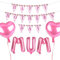 Muttertag Deko 1 Stück Wimpelkette Happy Mother's Day Papier Girlande Banner 5 Stück Rosa Luftballons Folienballons MUM Herzen