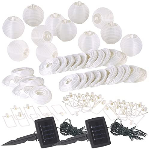 Lunartec Lampignon Lichterkette: 2er-Set Solar-LED-Lichterketten, warmweiß, je 20 Lampions, 3,8 m, IP44 (Solar-Lichterkette Lampions außen, Mini, Lampignons)