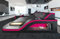 Ledersofa Palermo L Form Sofa - mit LED Beleuchtung, verstellbare Kopfstützen, Recamiere/Lederfarben wählbar/Ausrichtung wählbar (Ottomane rechts, Schwarz-Pink)