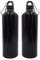 BURI Lot de 2 gourdes en aluminium avec mousqueton Noir brillant 1 l