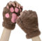 Women Girls Cat Bear Paw Claw Gloves Mittens Plush Warm Winter Animal Wolf Paw Handwear Cute Cartoon Claw Mittens with String Cosplay Party Halloween Christmas
