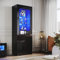 ELEGANT Black Gloss Sideboards Cupboard Tall Display Cabinet Unit with LED Lights, 5-Tier Shelves Bookcase Furniture for Living Room Bedroom, H165xW60xD35cm