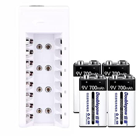 9V Rechargeable Battery Charger Set With 4 X 9V High Capacity 700 MAh Lithium Batteries 6f22 9 Volt Small Battery Universal Meter