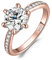JewelryPalace Klassisch 3ct Rundschliff Zirkonia Solitär Promise Ring Damen, Verlobungsring Damenring Ringe Silber 925 mit Stein für Frauen, Simulierte Diamant Jubiläum Eheringe Rosegold 57