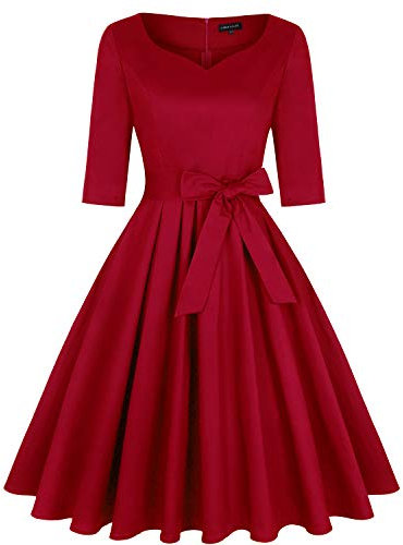 MINTLIMIT Women's 1950s Sweetheart Vintage Dresses Audrey Hepburn Style Party Dresses,3/4 Sleeve_I,XX-Large