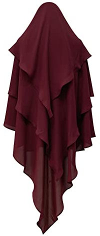 OBEEII Khimar-Hijab für Damen, Hijab Zum Überziehen mit hohem Jilbab für muslimische Dubai Naher Osten Damen Muslim Premium Kopftuch Schal Rotwein Einheitsgröße