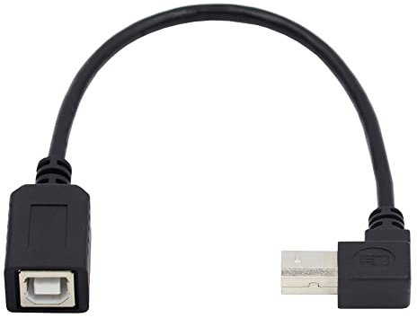 cablecc Cavo di prolunga USB 2.0 tipo B maschio a femmina, angolato di 90 gradi verso l'alto, per stampante e scanner, 20 cm