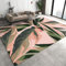 TEMLAN Nordisches Bananenblatt Teppiche Gegend, Abstrakte Rosa Grüne Tropische Pflanze Kinderteppich für Drinnen und Draußen Terrasse Balkon Garten Wohnzimmer 80 x 150cm
