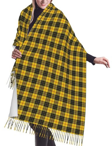 GRatka Schal, Scottish Clan MacLeod Of Lewis Tartan Plaid, Unisex-Schal mit Fransen, großer, warmer, weicher Schal mit Kaschmirgefühl, 196 x 68 cm