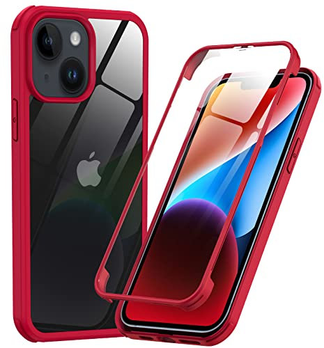 Phoneaura FÜR iPhone 15 360 Grad Hülle Mit Glasschutz Komplettschutz, Schutzhülle Für Vorne Und Hinten, Mit Schutzglas Für Kameraschutz