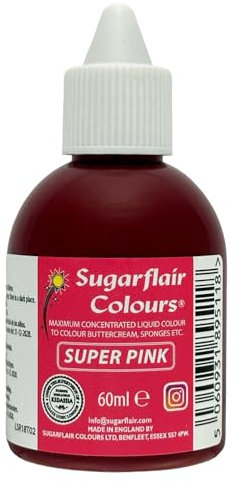 Sugarflair Colours Concentrated Liquid Color Pink - Rose - Colorant Alimentaire, Concentré Nourriture Dye pour Pâte à Sucre, Crème au Beurre, Glaçage, Macarons, Gâteaux - 60 ml