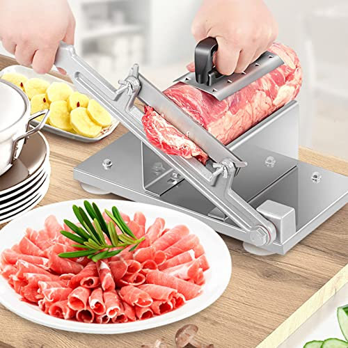 Meat slicer for home or commercial use,Meat Deli Slicer Electric for Bread Meat Cheese Other Food Interchangeable Blades,Plastic Pusher Blade Guard,Non-Slip Feet