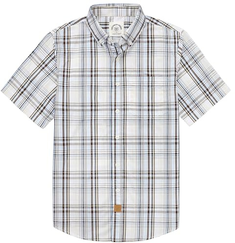 Dubinik® Chemise Homme Manches Courtes Carreaux De Travail Poche Casual Été Chemisette Homme Bouton Chemise Carreaux Homme