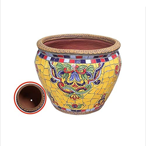 BODHIS Keramik-Mosaik, großer Blumentopf, Villa, Outdoor, Garten, Dekoration, Blumentopf, Bonsai-Übertopf, Innenhof, Korridor, Gang, Landschaft, Behälter, Vase (D 35 cm)