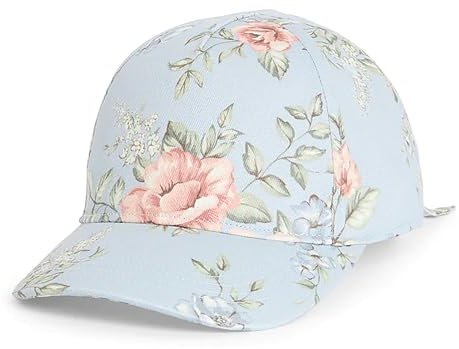 Gifts Treat Mädchen Baseballkappe blau Sonnenhut für Kinder einstellbare Baseballkappe für Mädchen, Blaue Blume, 3-10 Jahre