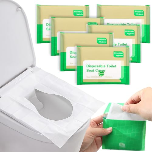 Toilettenauflage Einweg 60 Stück, WC Sitzauflage Unterwegs | Faltbare WC-Auflagen im Taschenformat, für Reise, Camping, Büro, Schule, öffentliche Toiletten & unterwegs