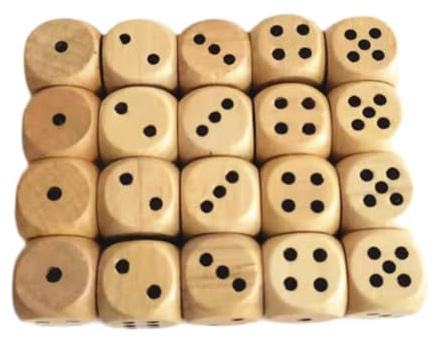 EHJRE 20 Stück Holz D6 Sechs Seitige Würfel Standard für Rolle Spielen Bord Spiele
