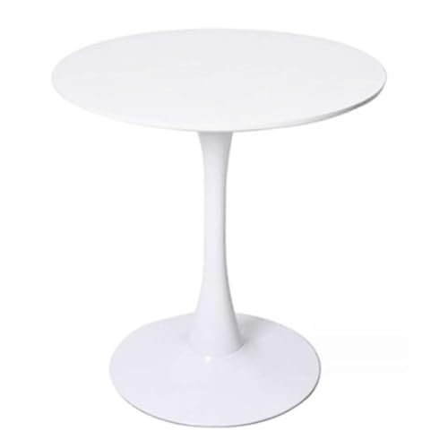 Runder Mid-Century-Esstisch for 2–4 Personen, Küchentisch Mit MDF-Platte Und Metallsockel, Möbel for Esszimmer, Wohnzimmer Und Restaurant(White,70cm)