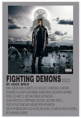acalur Juice Poster & Wrld Fighting Demons 2022 Music Album Cover Poster Canvas Poster Bedroom Decor Landscape Office Room Decor Gift 12x18inch(30x45cm)