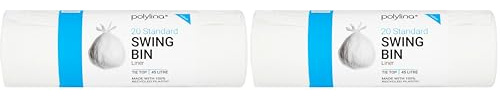 Polylina 20x Standard Tie Top Swing Bin Liners, Recycled Plastic, White, 45 Litre (Pack of 2)