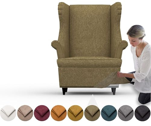 comfortly Bezug für Strandmon Sessel, Ersatz-Schonbezug, strapazierfähig, 2-teilig, weicher, strapazierfähiger, waschbarer Stoff, leicht zu reinigen und zu ersetzen (Krone, Olivgrün)