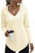 SENBATU Sweat à Capuche Femmes Pull à Manches Longues col en V Sweat à Capuche avec Cordon de Serrage et Poches Crème Grand