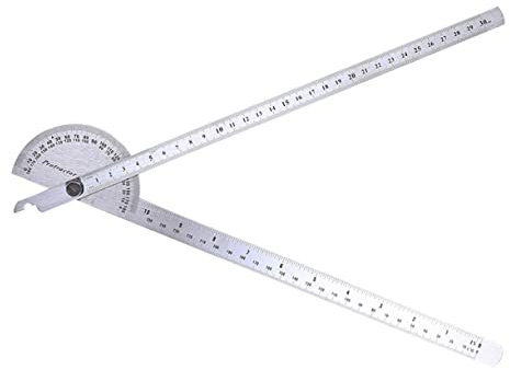SECFOU 180grado Righello Angolare in Acciaio Resistente Goniometro Semplice Da Gradi Con Braccio Regolabile Goniometro Rotante Per Misurazioni Precise