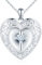 MICMIF Médaillon de Cœur avec Croix en Argent 925 Collier Femme Personnalisé Photo Médaillon Croix avec Oxyde de Zirconium Pendentif Porte Photos Chaîne 45+5cm Collier Bijoux Femme